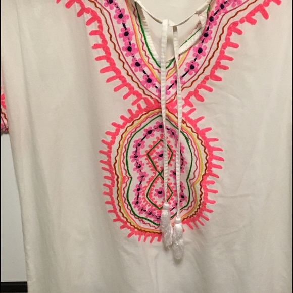 “Debbie Katz” Boho Embroidered Barely Worn Bathing Suit Cover or Long Shirt - Picture 15 of 16